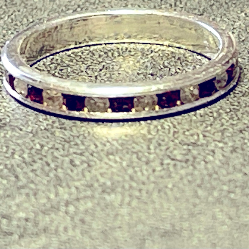 Sterling and Crystal Stack Ring - Picture 3 of 11